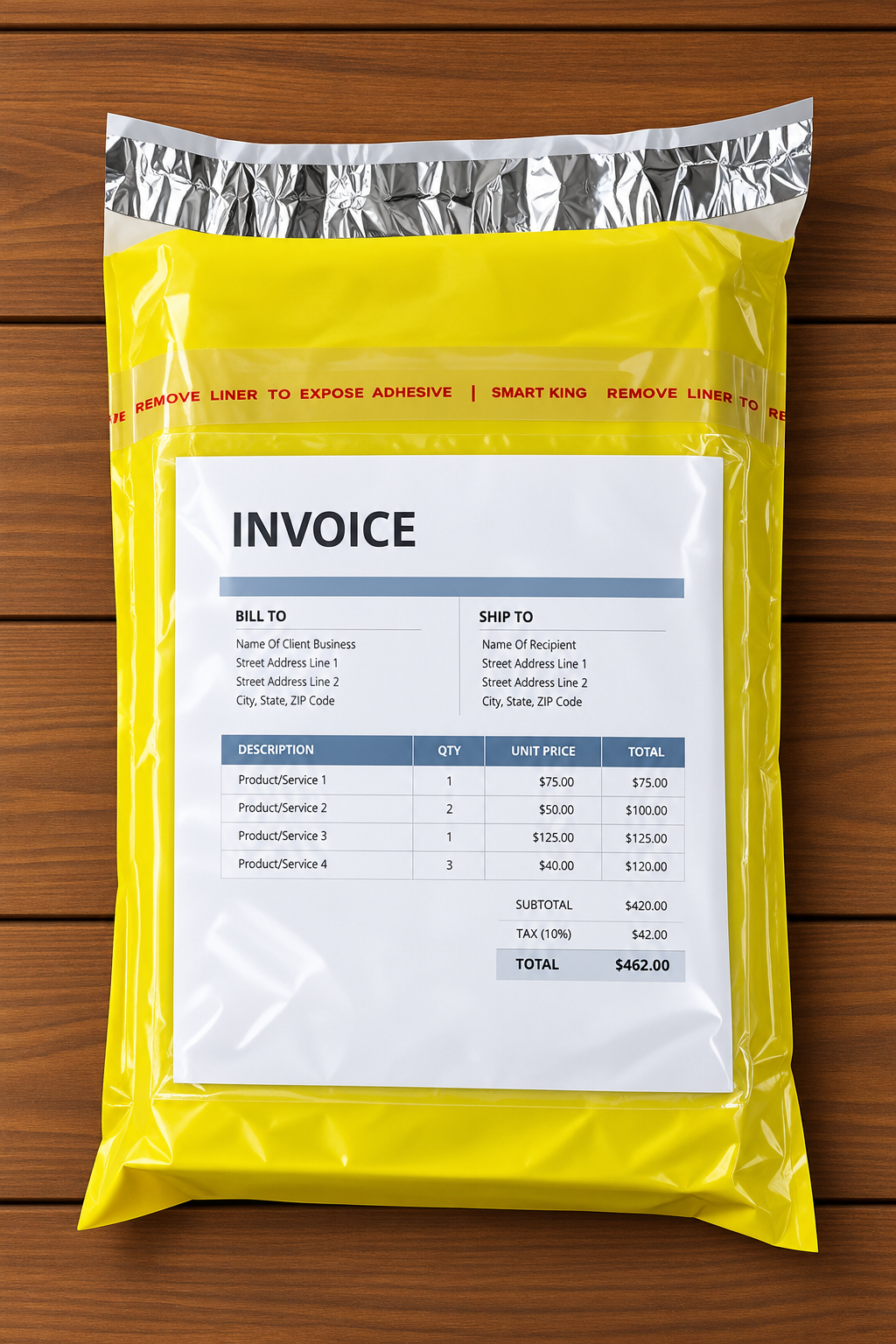 Yellow Plain Tamper Proof Courier Bag with Pocket for Shipping and Packaging