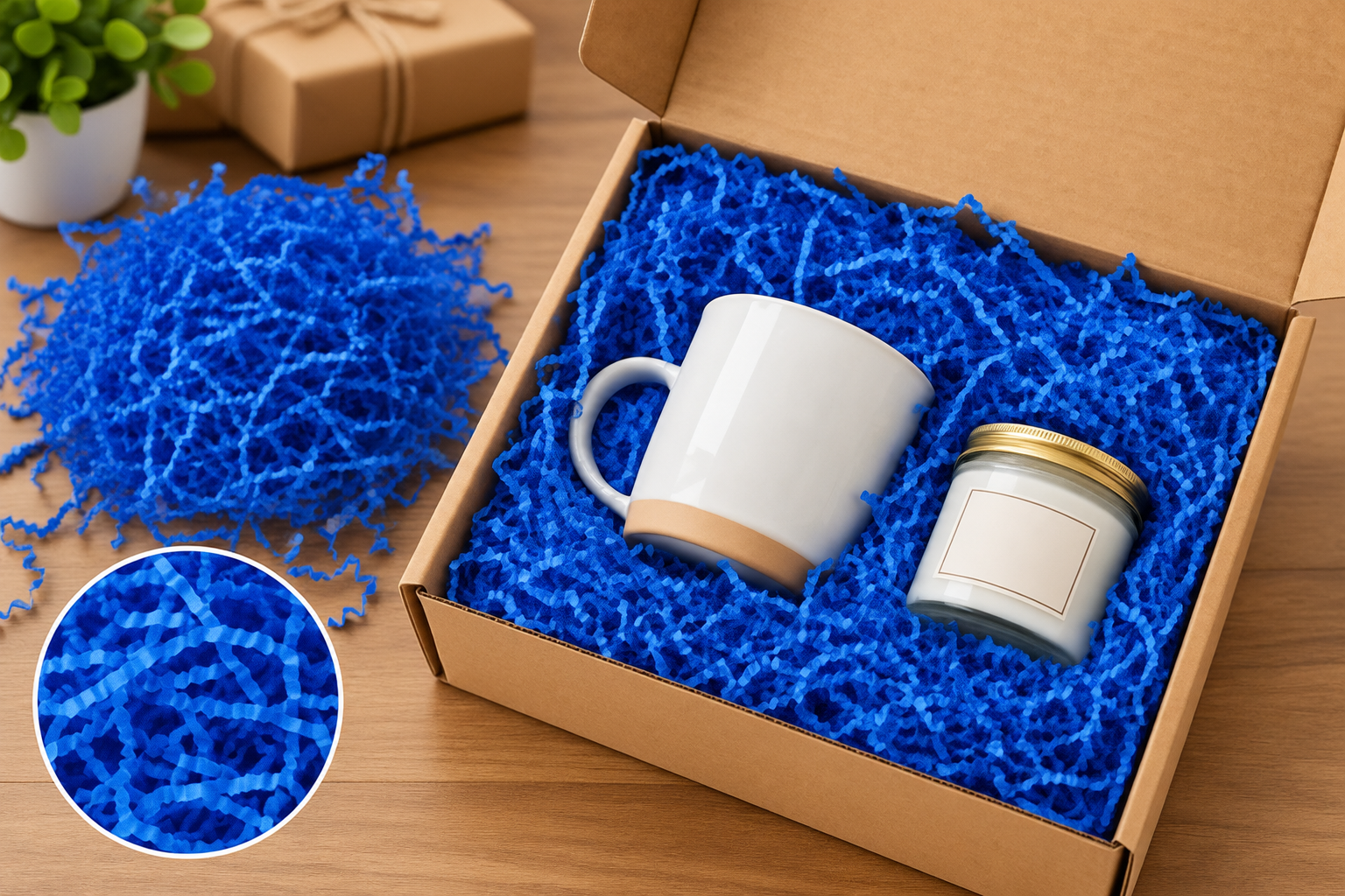 Blue Shredded Paper for Gift Box Packaging Filler