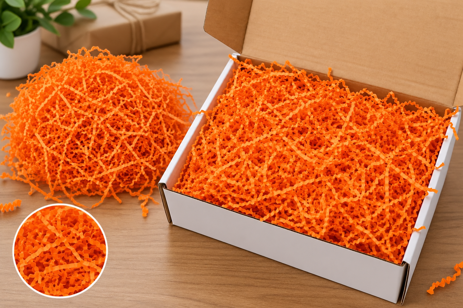 Orange Shredded Paper for Gift Box Packaging Filler