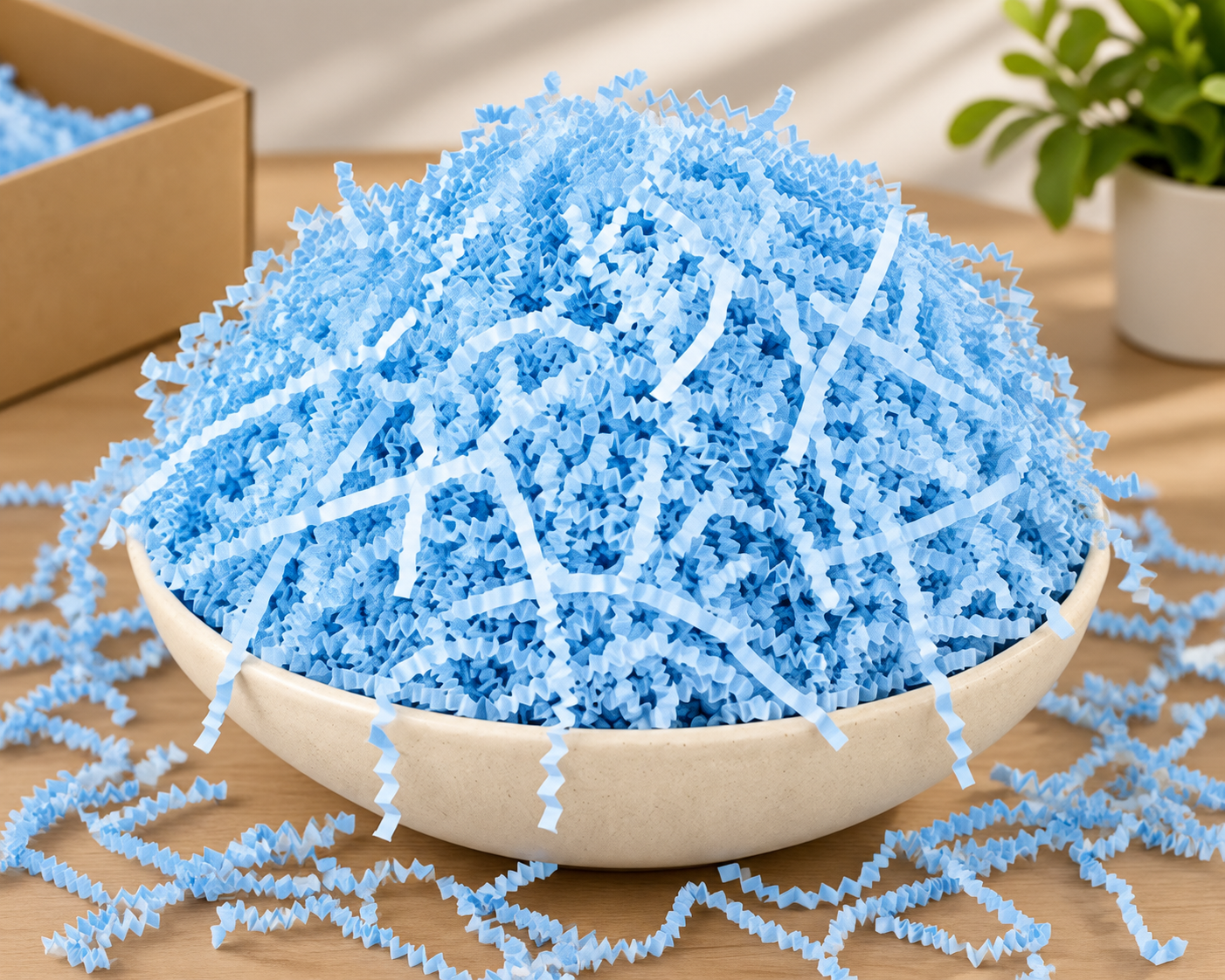 Light Blue Shredded Paper for Gift Box Packaging Filler