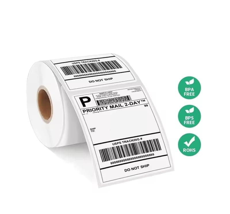 White Plain Barcode Label Roll for Printing and Packaging